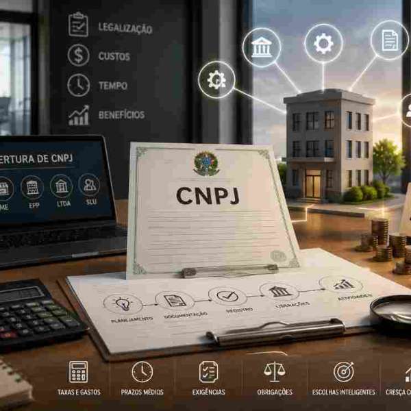 Descubra quanto custa abrir um CNPJ em 2026: taxas da Junta Comercial, alvará, certificado digital e muito mais.