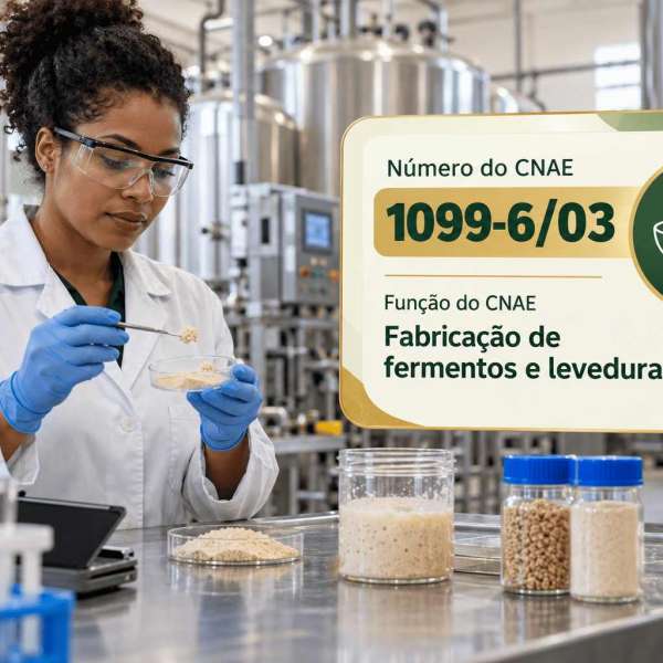 Tanques de fermentação numa fábrica de leveduras, ilustrando o CNAE 1099-6/03