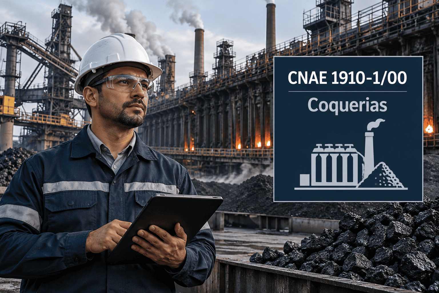 Fornos de coqueria em operação industrial, ilustrando o CNAE 1910-1/00