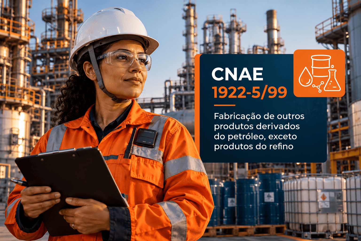 Embalagens de óleo lubrificante numa linha de envase, ilustrando o CNAE 1922-5/99