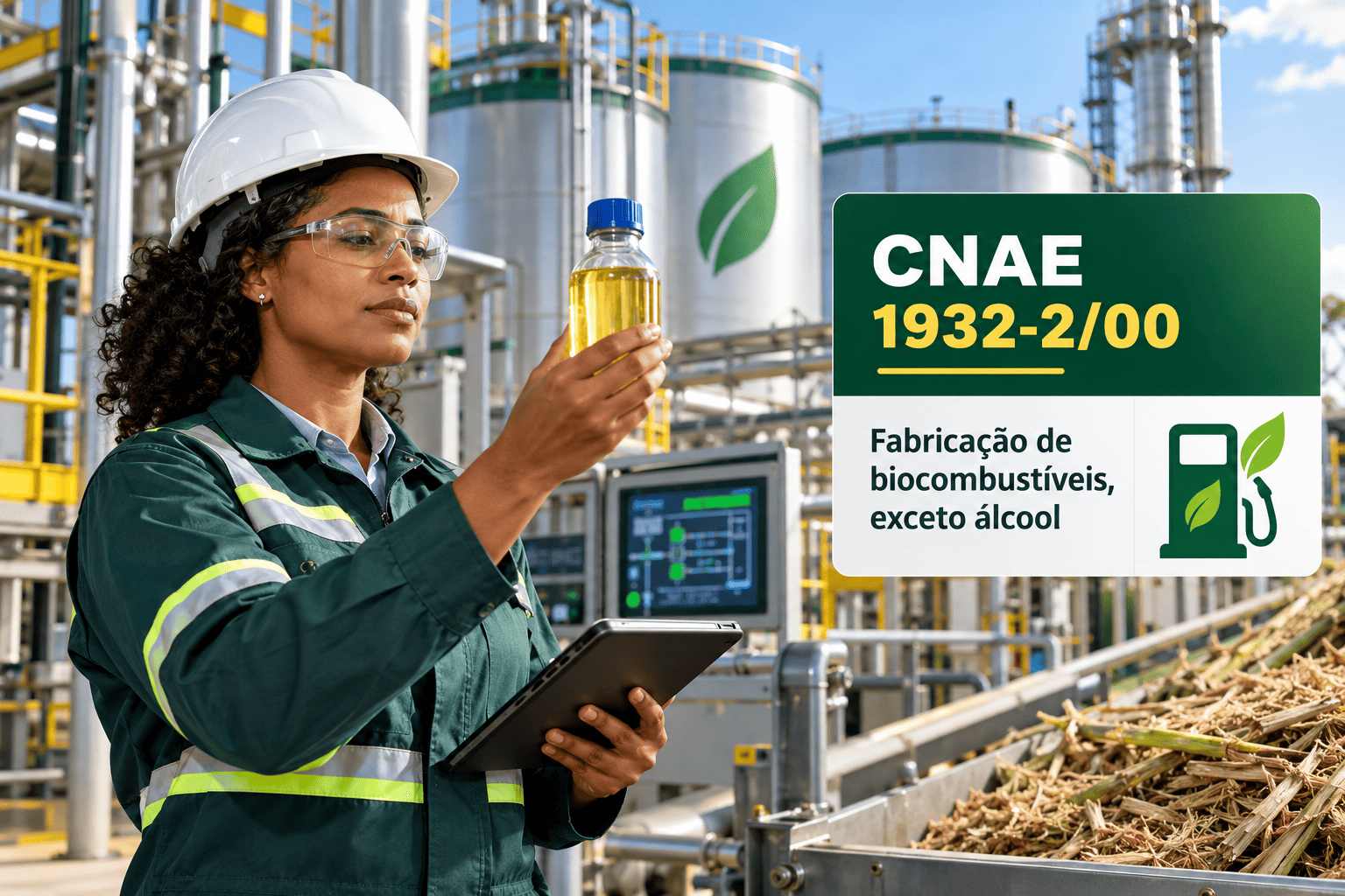 Usina de biodiesel com tanques de armazenagem, ilustrando o CNAE 1932-2/00