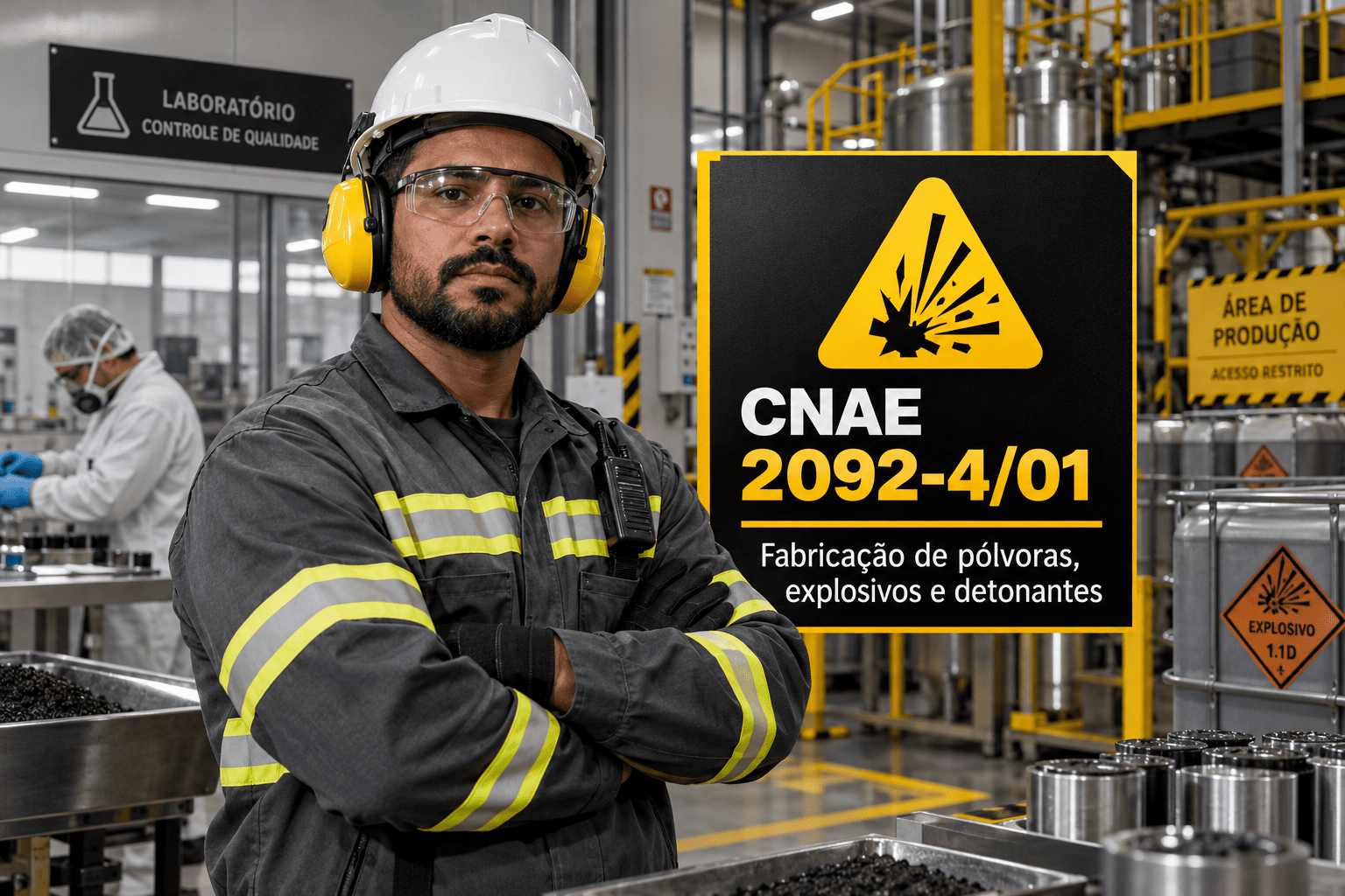 Paiol de armazenagem numa fábrica de explosivos, ilustrando o CNAE 2092-4/01