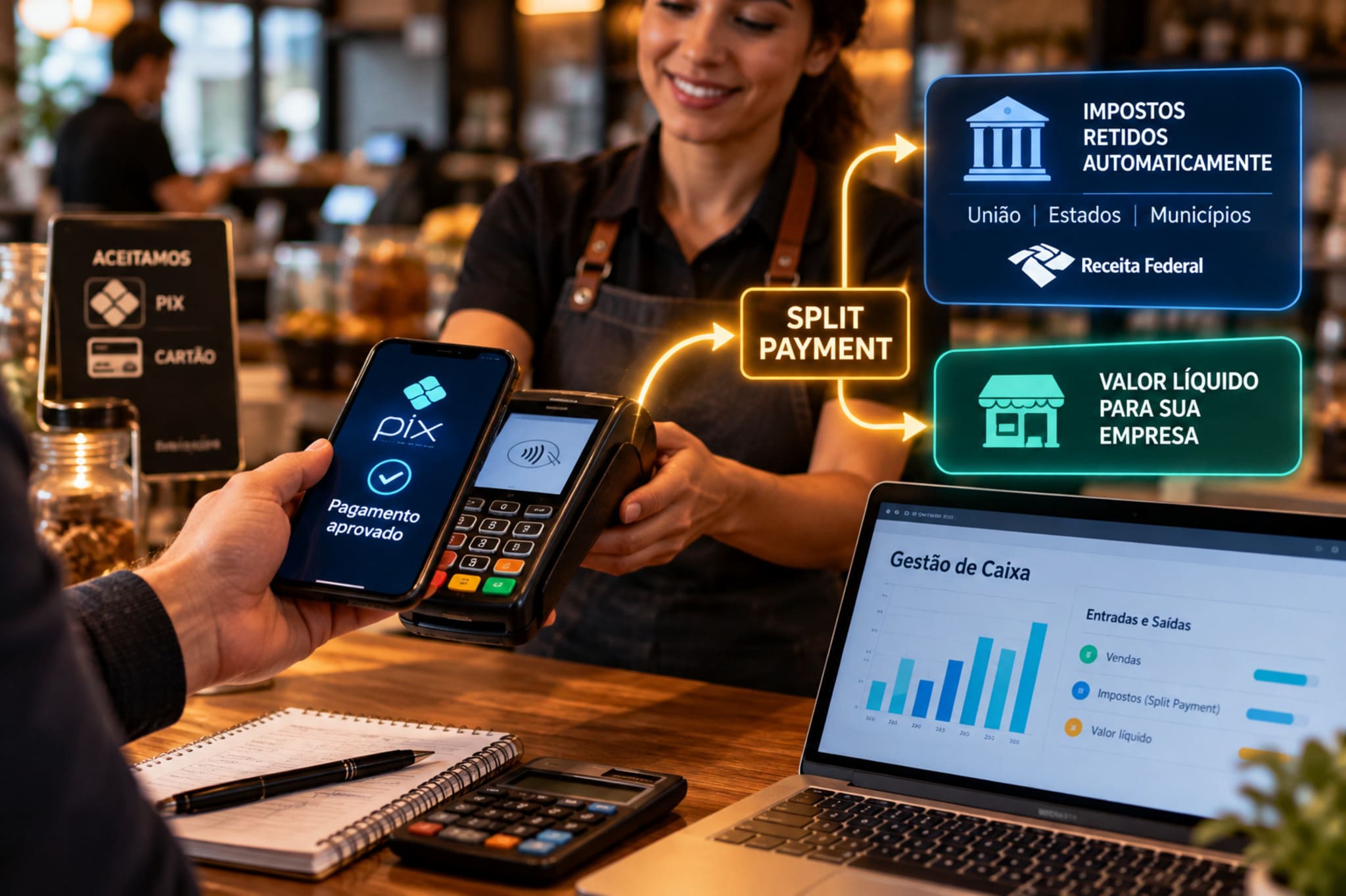 Split payment dividindo o valor do Pix entre empresa e governo