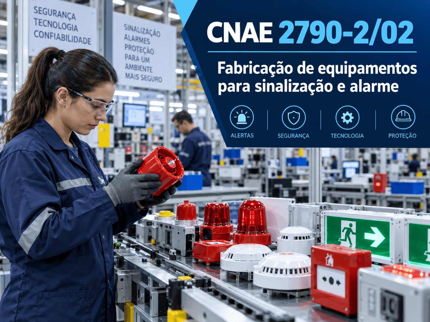 Semáforo de LED em montagem, ilustrando o CNAE 2790-2/02