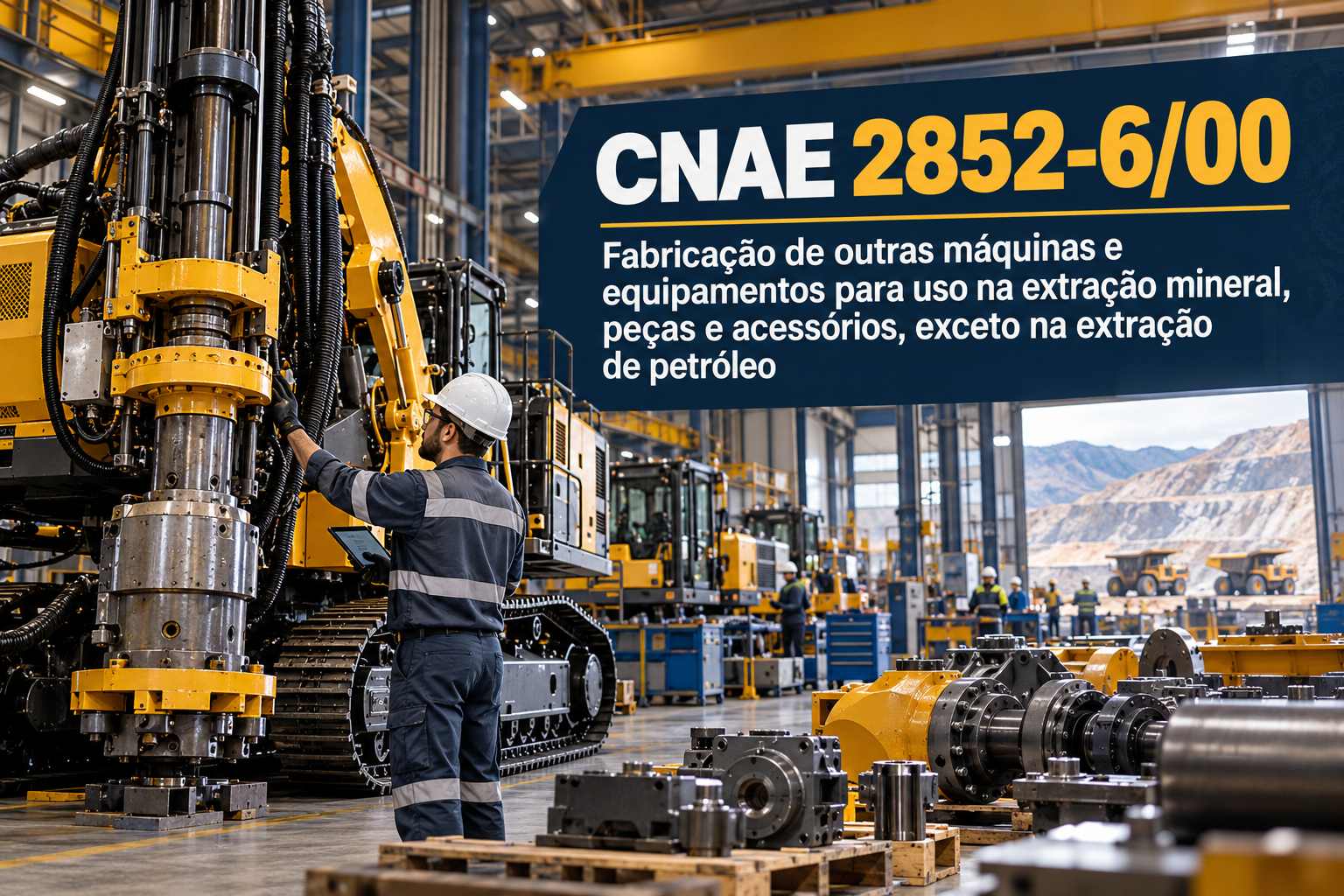 Britador de mineração numa fábrica, ilustrando o CNAE 2852-6/00