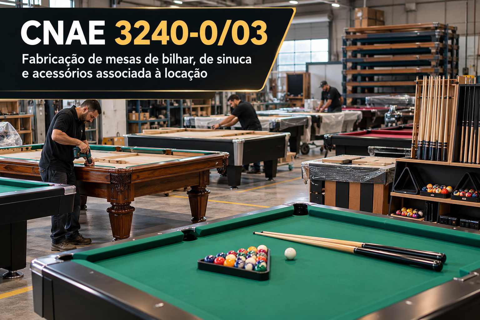 Mesa de sinuca num bar, ilustrando o CNAE 3240-0/03
