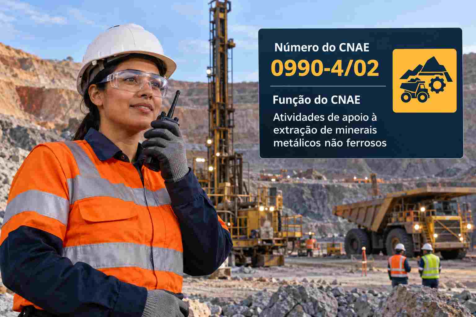Equipe de sondagem em área de pesquisa mineral, ilustrando o CNAE 0990-4/02