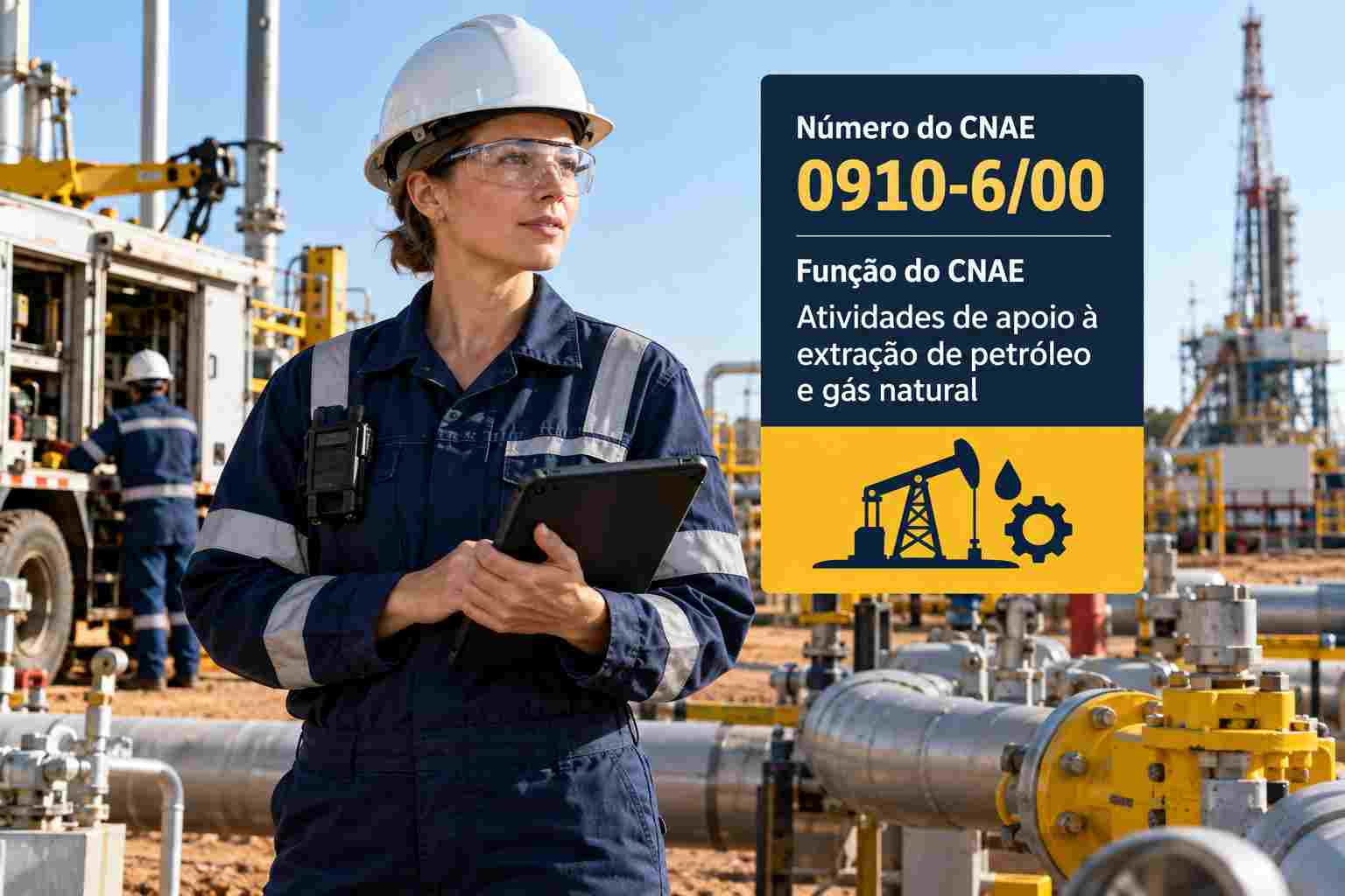 Sonda de perfuração em campo de petróleo, ilustrando o CNAE 0910-6/00