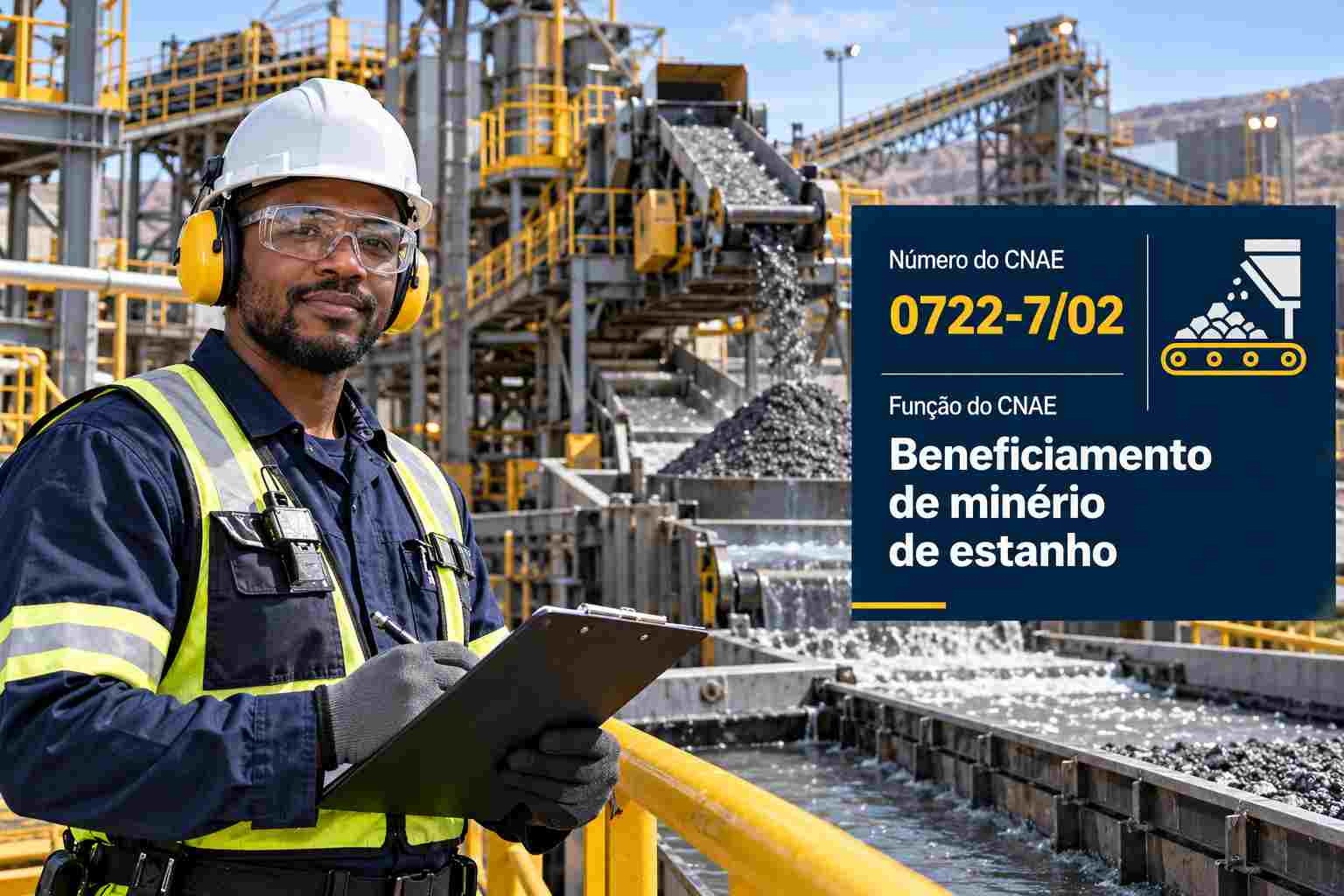 Concentrado de cassiterita em usina de beneficiamento, ilustrando o CNAE 0722-7/02