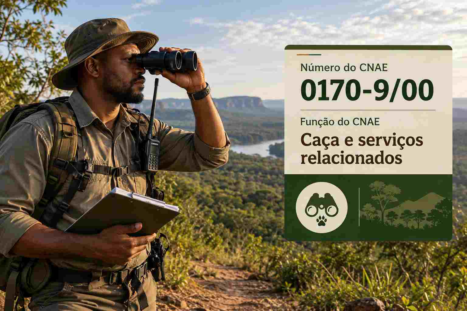 Armadilha de captura de javalis em área rural, ilustrando o CNAE 0170-9/00