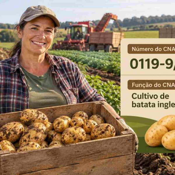 Batatas recém-colhidas na lavoura irrigada, ilustrando o CNAE 0119-9/03