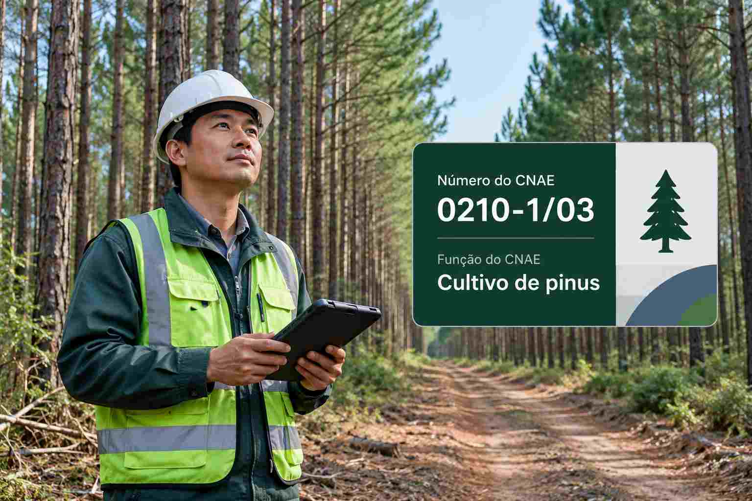 Floresta plantada de pinus no Sul do Brasil, ilustrando o CNAE 0210-1/03
