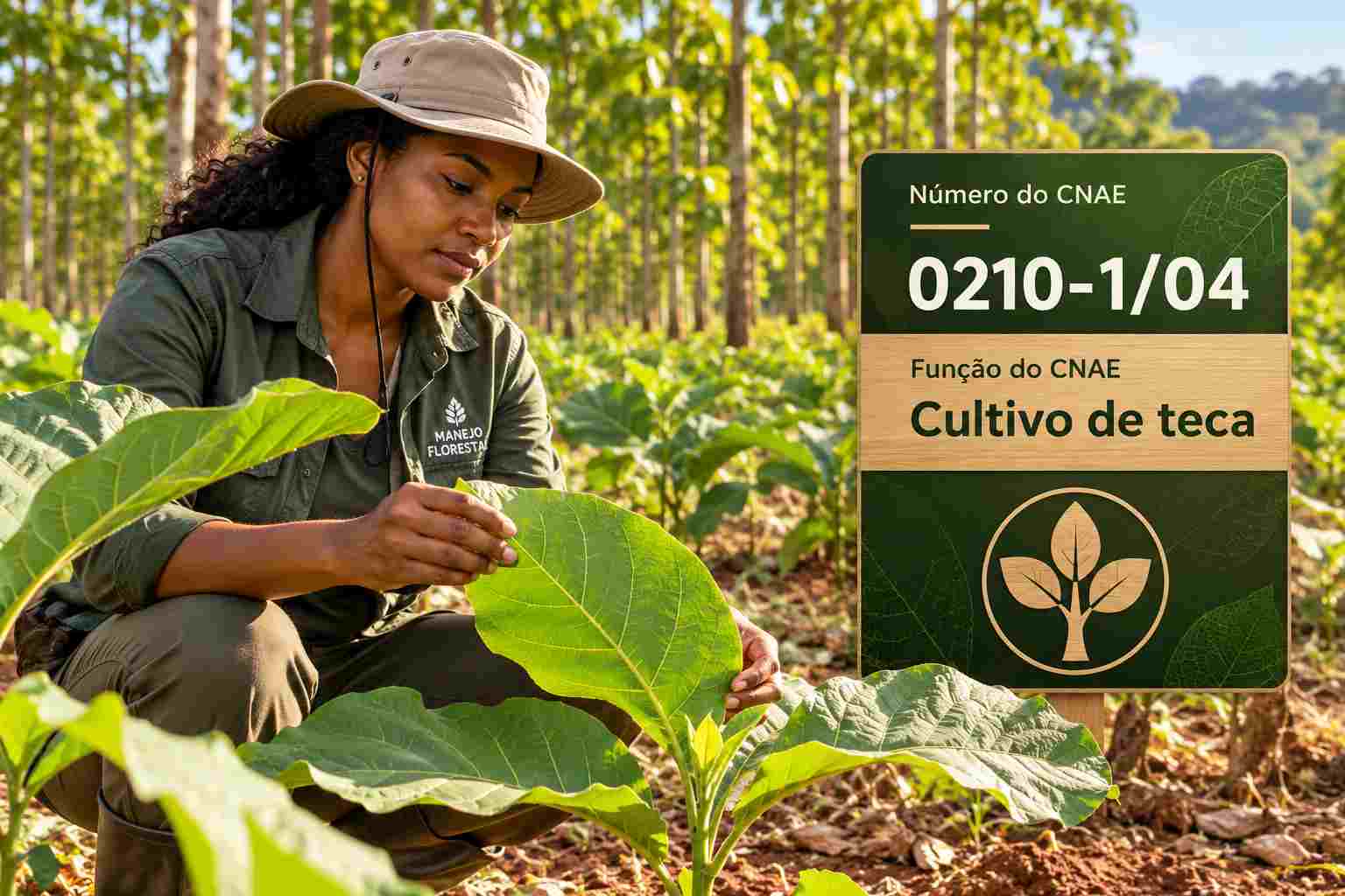 Floresta plantada de teca em Mato Grosso, ilustrando o CNAE 0210-1/04