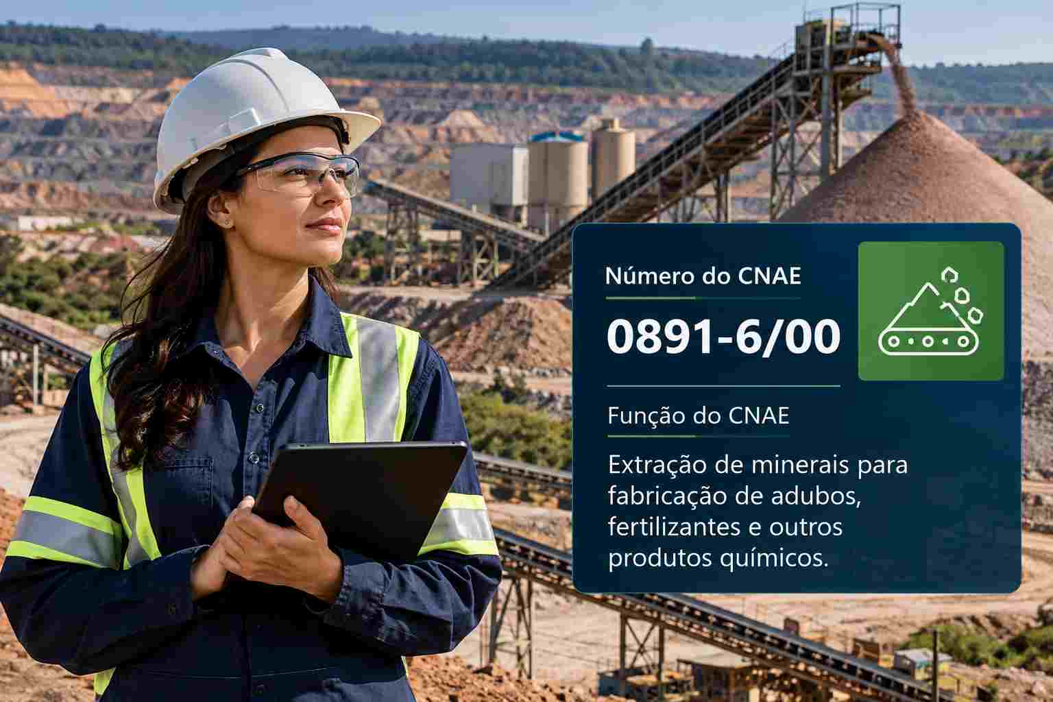 Mina de rocha fosfática a céu aberto, ilustrando o CNAE 0891-6/00