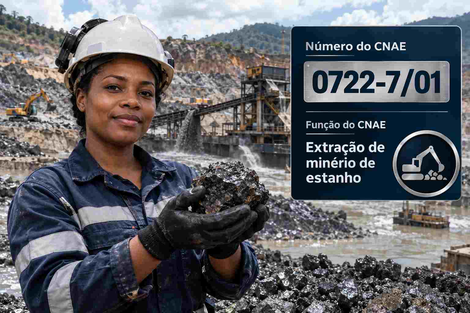 Área de mineração de cassiterita na Amazônia, ilustrando o CNAE 0722-7/01