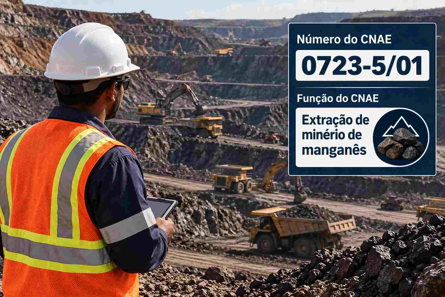 Mina de manganês a céu aberto, ilustrando o CNAE 0723-5/01