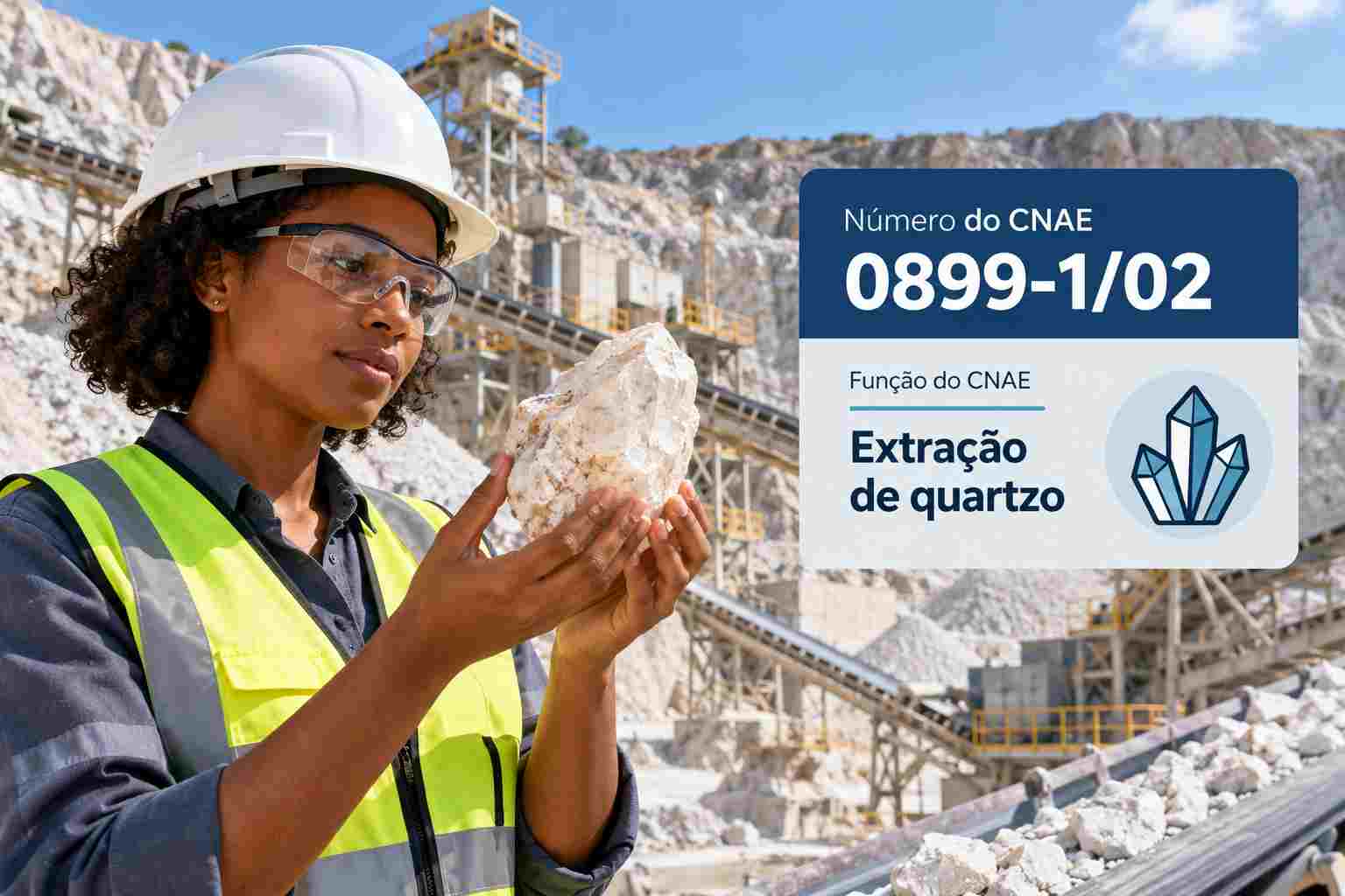 Blocos de quartzo extraídos em mineração, ilustrando o CNAE 0899-1/02