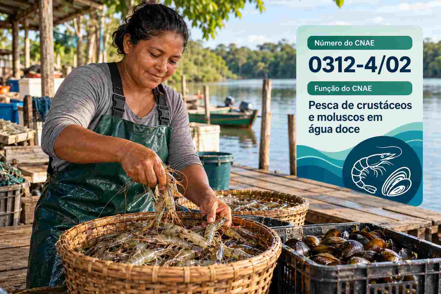 Matapis de pesca de camarão em rio da Amazônia, ilustrando o CNAE 0312-4/02
