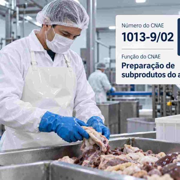 Silos e digestores de uma graxaria que processa resíduos de frigoríficos, ilustrando o CNAE 1013-9/02