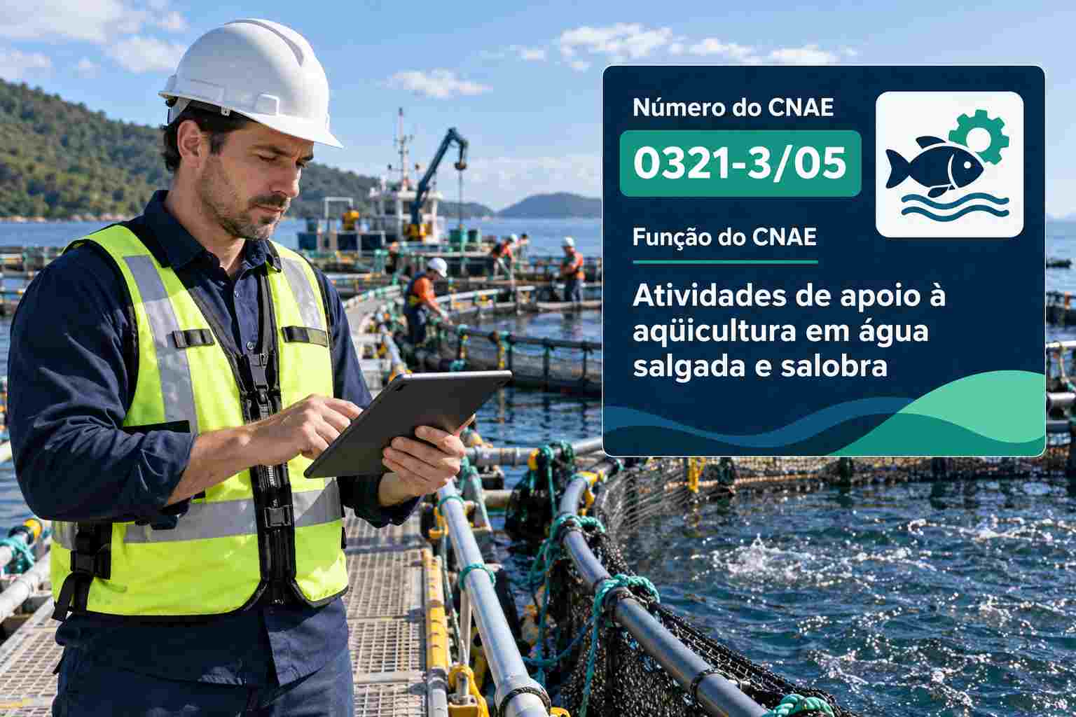Equipe fazendo despesca em viveiro de camarão, ilustrando o CNAE 0321-3/05
