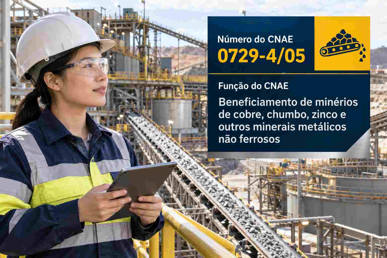 Planta de concentração de minério de cobre, ilustrando o CNAE 0729-4/05