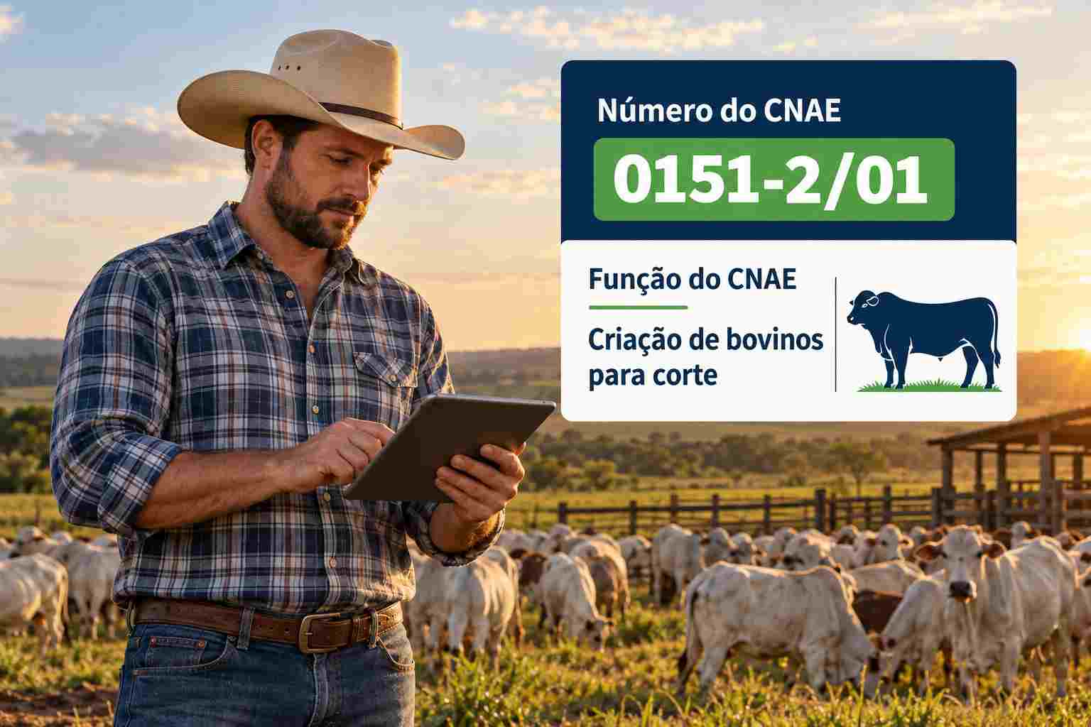 Gado nelore no pasto, ilustrando o CNAE 0151-2/01