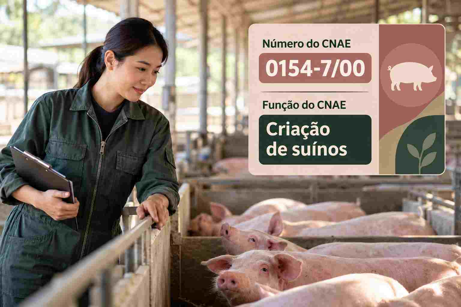 Suínos em baias de uma granja tecnificada, ilustrando o CNAE 0154-7/00