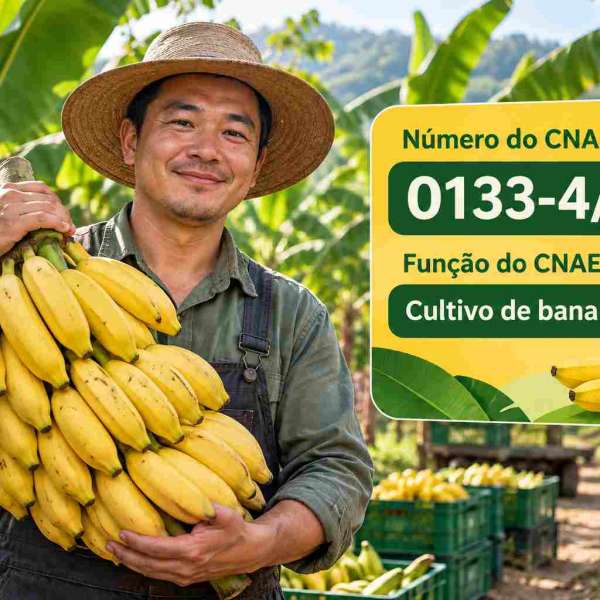 Cachos de banana verde no bananal, ilustrando o CNAE 0133-4/02
