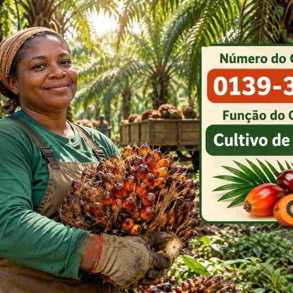 Cachos de dendê maduros na palmeira, ilustrando o CNAE 0139-3/05