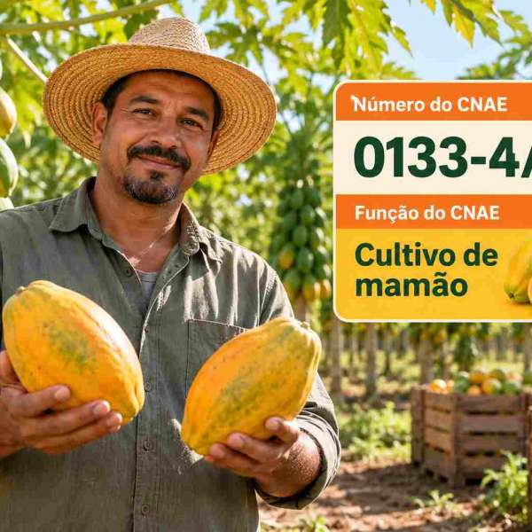 Mamões no tronco do mamoeiro, ilustrando o CNAE 0133-4/08