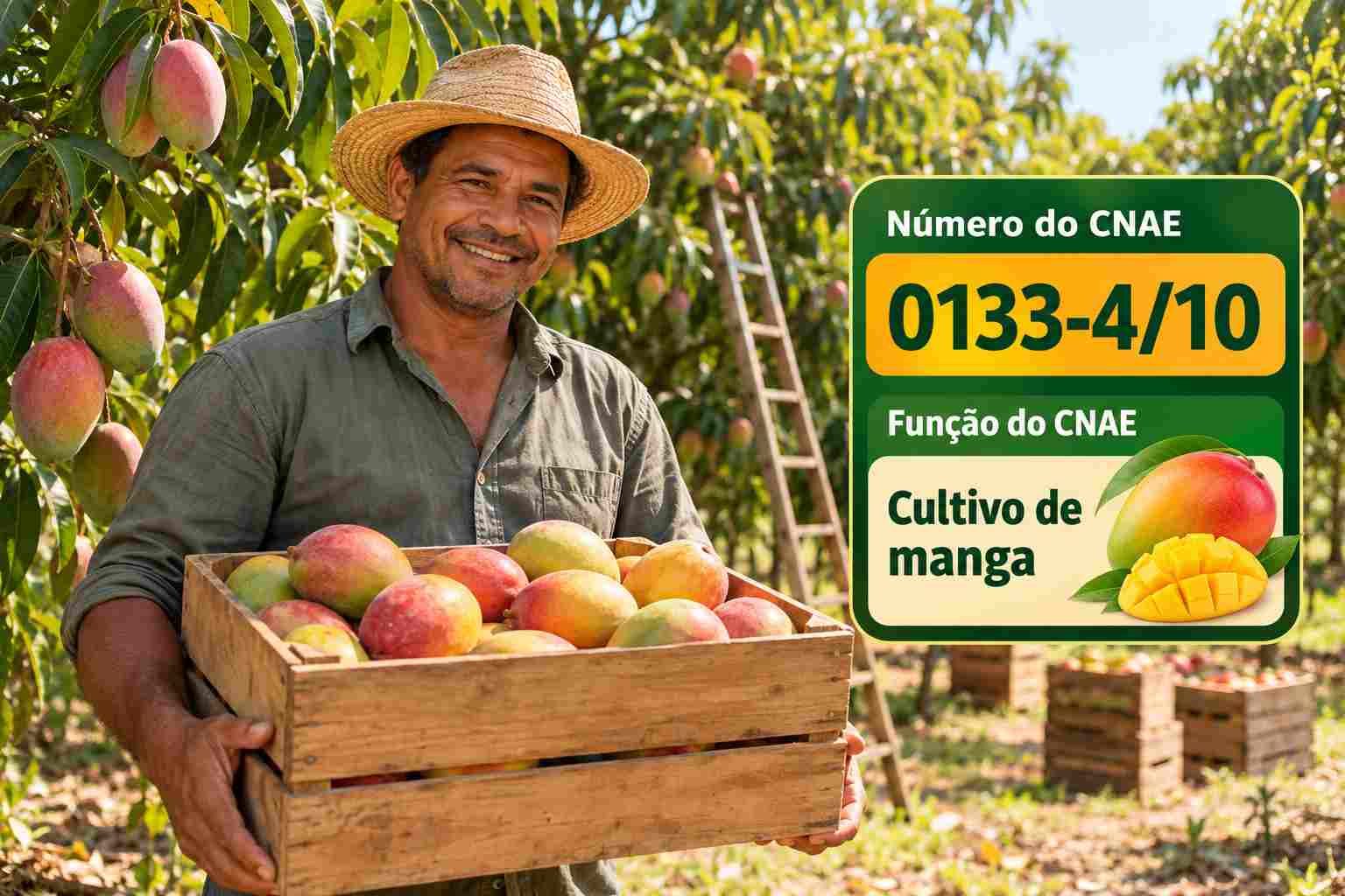 Mangas Palmer no pé em pomar irrigado, ilustrando o CNAE 0133-4/10