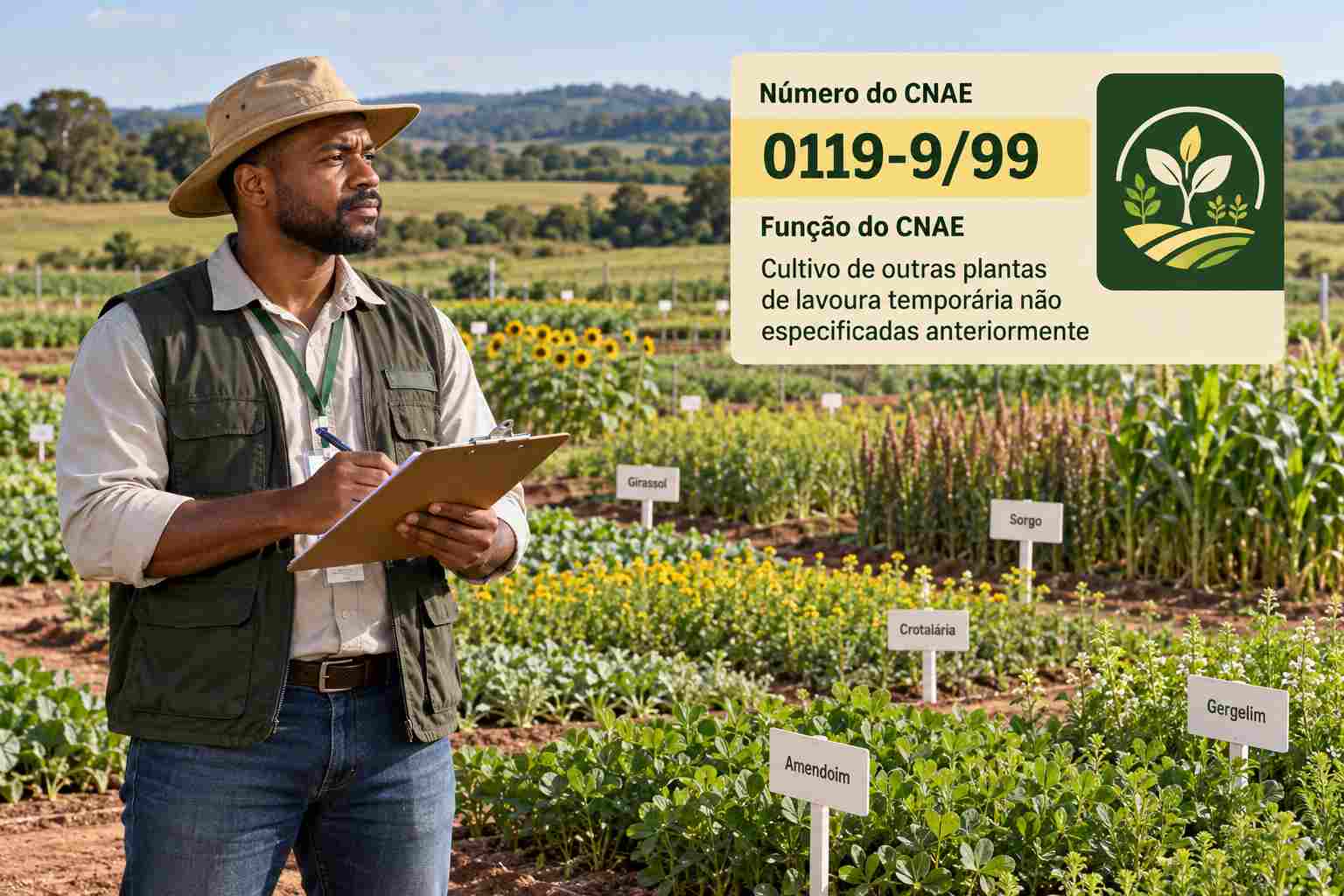 Colheita de milho para silagem na lavoura, ilustrando o CNAE 0119-9/99