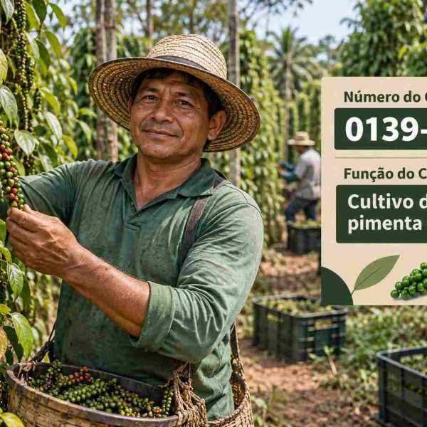Espigas de pimenta-do-reino na pimenteira, ilustrando o CNAE 0139-3/03