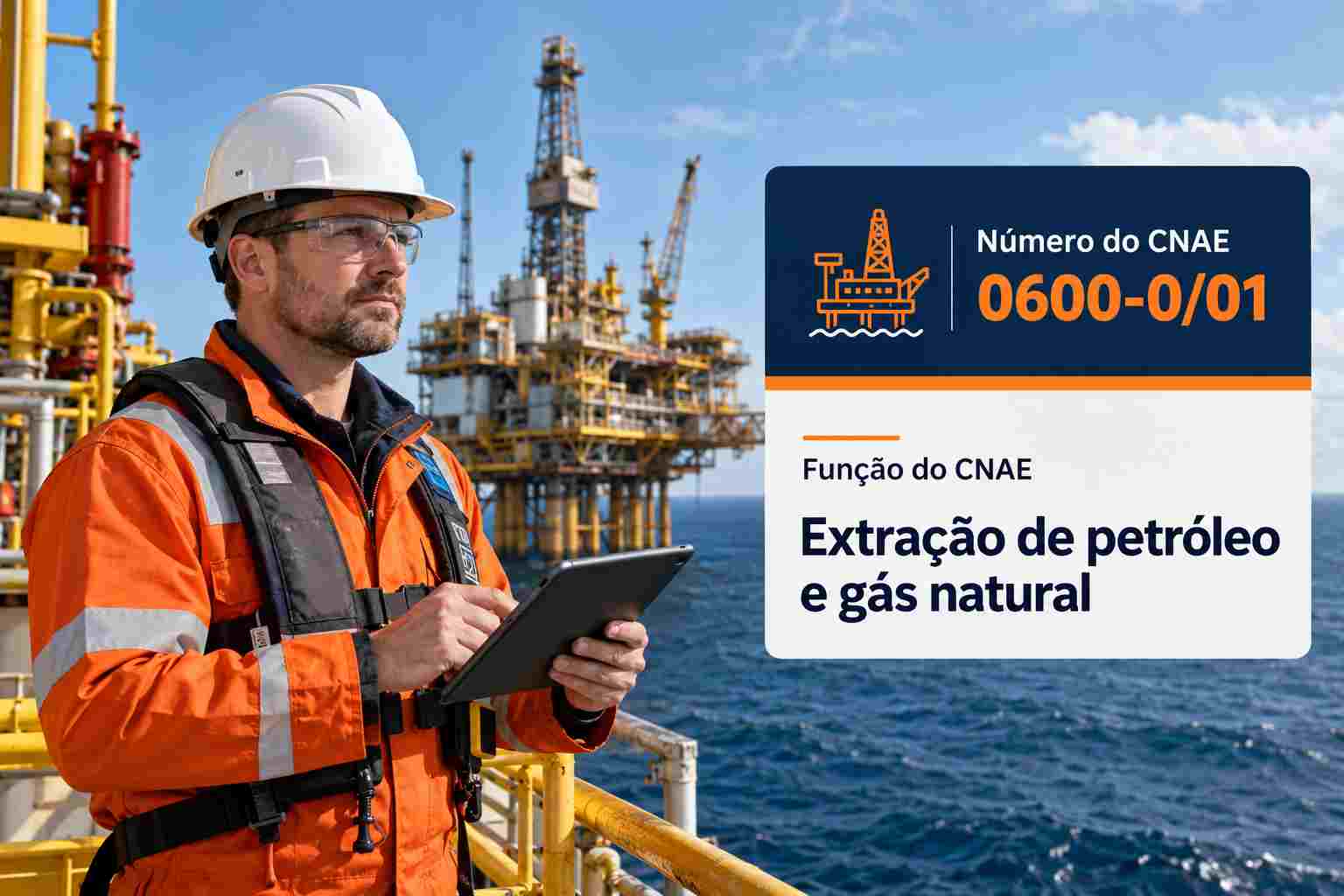 Plataforma de produção de petróleo no mar, ilustrando o CNAE 0600-0/01