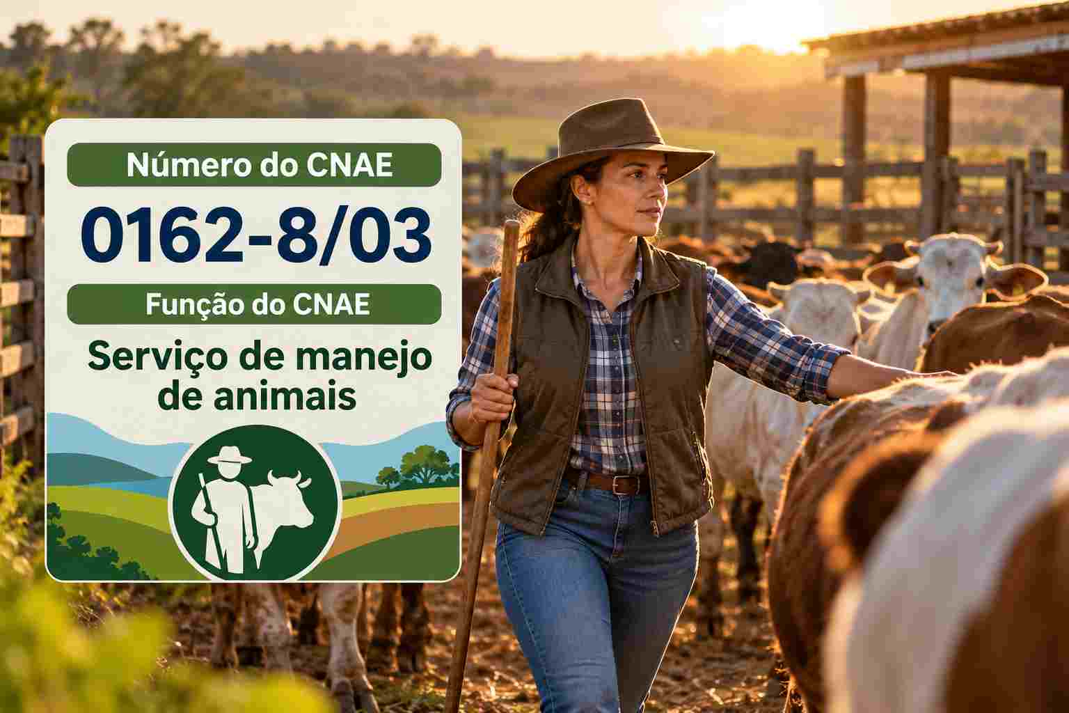 Peões a cavalo conduzindo boiada, ilustrando o CNAE 0162-8/03